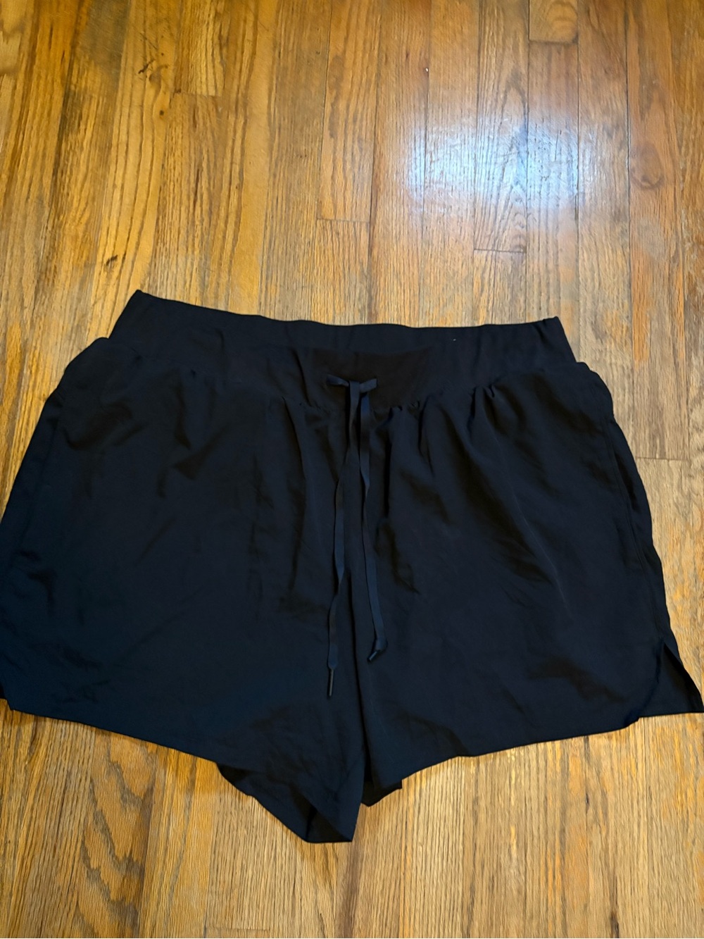 Lane Bryant Black Elastic Waist Drawstring Athletic Shorts